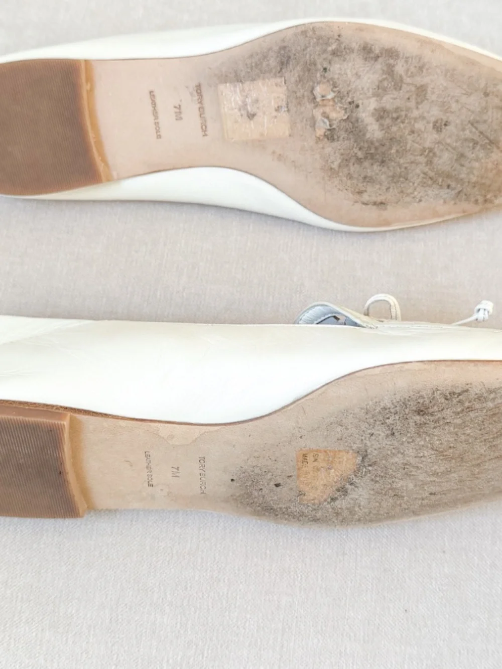 Tory Burch White Leather Perforated Bow Driving Loafers Flats 7